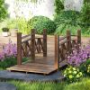 Outsunny 5' Wooden Garden Bridge Footbridge for Backyard Ponds, Creeks, Streams, Carbonized