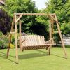 Outsunny 6.5' Outdoor Rustic Patio Swing Chair, 2-Person Porch Swing Chair with Solid Wood Leg, Garden Swing, Natural