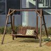 Outsunny Outdoor Loveseat Swing Rustic 6.5' 2-Person Solid Wood Brown