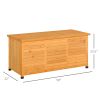 Outsunny 75 Gallon Deck Box Wooden Outdoor Storage Container Aerating Gap Weather-Resistant Yellow