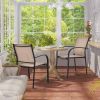 Set of 2 Patio Stackable Dining Chairs with Armrests Garden Deck