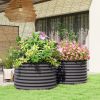 Outsunny Set of 2 Raised Garden Bed, Metal Planter Box with Safety Edging, Easy-to-assemble Stock Tank, Dark Gray