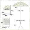 Qaba Kids Picnic Table and Chair Set, Outdoor Activity Table with Foldable Chairs, Removable Umbrella for Backyard, White