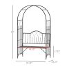 Outsunny 23.25" W x 80" H Metal Garden Arbor Archway for 2 People with Relaxing Bench & Delicate Scrollwork for Weddings & Various Climbing Plant