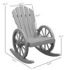 Outsunny Slatted Wood Rocker: Oversized Back, Perfect for Outdoor Leisure, Slate Gray|