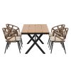 U_Style Contemporary Outdoor Set with PE Rattan Chairs and Plastic Wood Table,Suitable for Gardens and Lawns