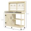 Outsunny Wooden Potting Bench with Storage, Sink, Water Tap for Backyard, Patio, Balcony, Natural