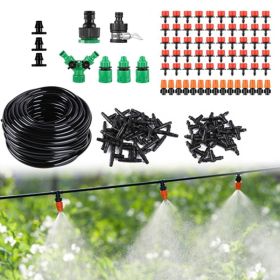 Irrigation System Misting with Nozzles for Garden Lawn Greenhouse (Color: Black, Type: Garden Tools)