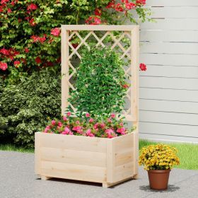 Raised Garden Bed Wooden Elevated Planter Box with Hanging Roof (Select: with Lattice Trellis)