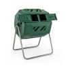 Rotating Compost Bin Barrel with Dual Chamber and Sliding Doors