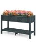 Poly Wood Elevated Planter Box with Legs Storage Shelf Drainage Holes