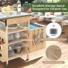 40.5" Outdoor Grill Cart with Stainless Steel Top, Solid Wood Outdoor Storage Cabinet with Drop Leaf, One Drawer, Towel Rack