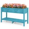 Poly Wood Elevated Planter Box with Legs Storage Shelf Drainage Holes