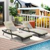 Outdoor Wicker Long Reclining Chair Set of 2 with Cushions