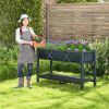 Poly Wood Elevated Planter Box with Legs Storage Shelf Drainage Holes