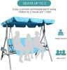 Outdoor 2-Seat Swing with Teapoy Weather Resistant Canopy Powder Coated Steel Frame Patio Swinging Hammock with  Stand and Removable Cushion