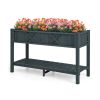Poly Wood Elevated Planter Box with Legs Storage Shelf Drainage Holes